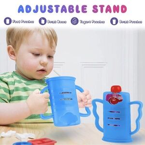 2 Piece Squeeze Proof Holder With Open Bottom For Food Pouches & Juice Box